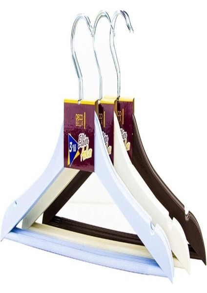 Ahşap Görünümlü Elbise Dolap Askısı 3lü Beyaz fiyatları