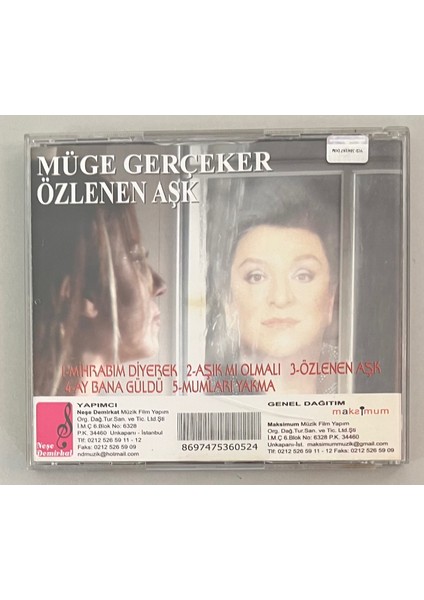 Müge Gerçeker Özlenen Aşk Zeki Müren'le Düet Mihrabim Diyerek CD (Orjnal Dönem Baskı Cd)