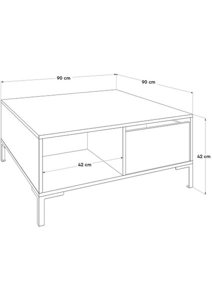 Kare Orta Sehpa - Diamond Beyaz