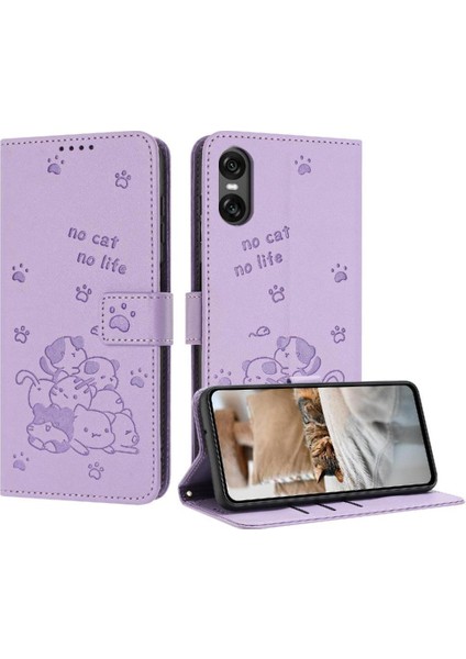 Sony Xperia 5 Vı Flip Case Pu Deri Sevimli Kedi Deri Cüzdan Kart (Yurt Dışından)