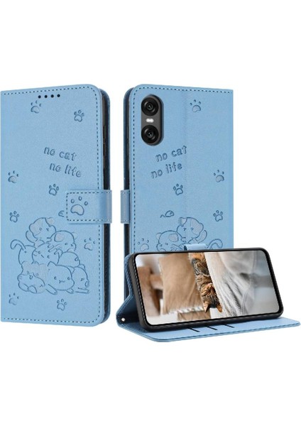 Sony Xperia 5 Vı Flip Case Pu Deri Sevimli Kedi Deri Cüzdan Kart (Yurt Dışından)