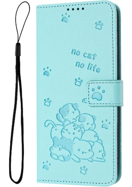 Realme 13 Pro Artı Deri Cüzdan Pu Deri Sevimli Kedi Kartı Flip Case (Yurt Dışından)