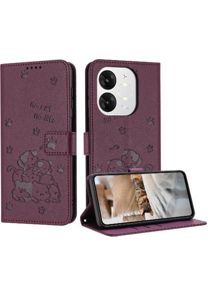 Itel A50 Flip CASE/A669L Kart Tutucu Kickstand Sevimli Kedi Pu Deri (Yurt Dışından)