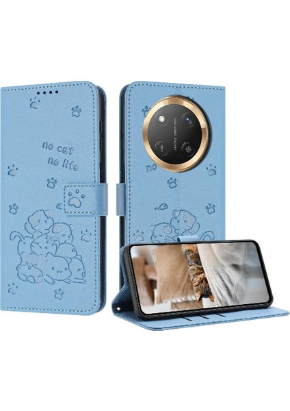 X60 Pro 5g Flip Case Kart Tutucu Kickstand Sevimli Kedi Pu Deri (Yurt Dışından)