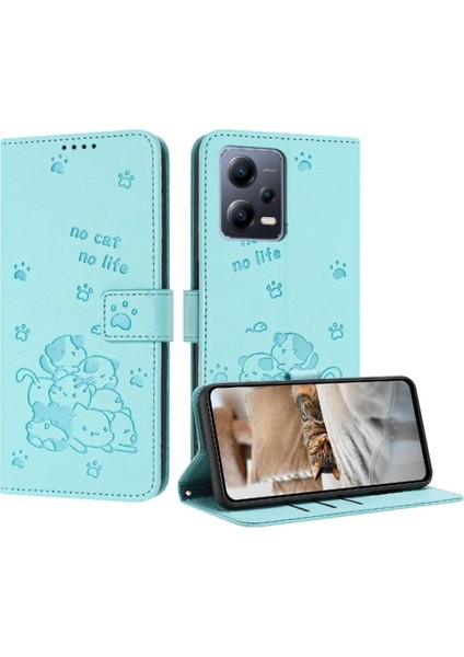 Xiaomi Poco X5 Pro 5g Flip Case Kart Tutucu Kickstand Sevimli Kedi Cüzdan (Yurt Dışından)
