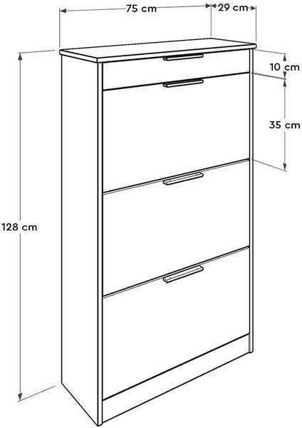 Adore Flat Düşer Kapaklı Çekmeceli Ayakkabılık-Oslo Ceviz