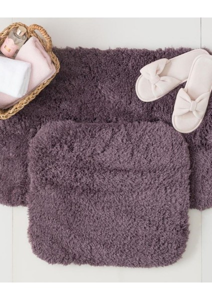 Sheep Banyo Paspası - Koyu Mürdüm - 50x80+45x50 Cm