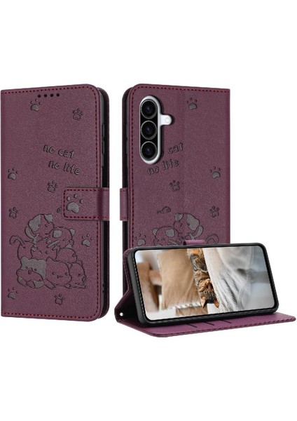 Samsung Galaxy A36 Flip Case 5g Sevimli Kedi Kart Tutucu Kickstand Pu (Yurt Dışından)