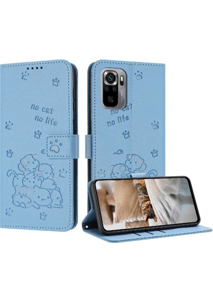 Xiaomi Redmi Not 10 Flip Case 4g Sevimli Kedi Deri Cüzdan Pu Deri (Yurt Dışından)