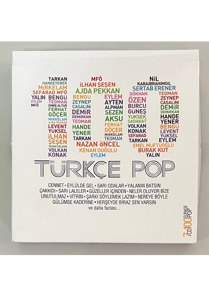 Türkçe Pop 7 CD 100 Türkçe Pop Şarkı CD Seti (Orjnal Dönem Baskı Cd)