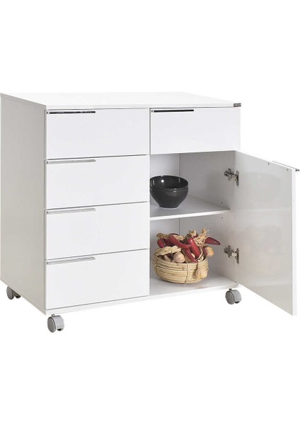 Diamond 5 Çekmeceli Tek Kapaklı Dolap - Lake Beyaz fırsatları