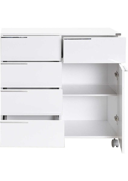 Diamond 5 Çekmeceli Tek Kapaklı Dolap - Lake Beyaz