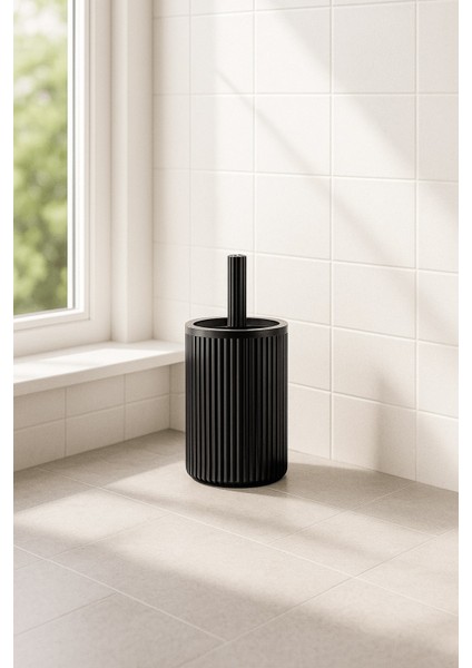 Lines Serisi Siyah Banyo Seti, 2 Parça Akrilik Silindir 5 Litre Çöp Kovası ve Tuvalet Fırçası Takımı 3376 modelleri