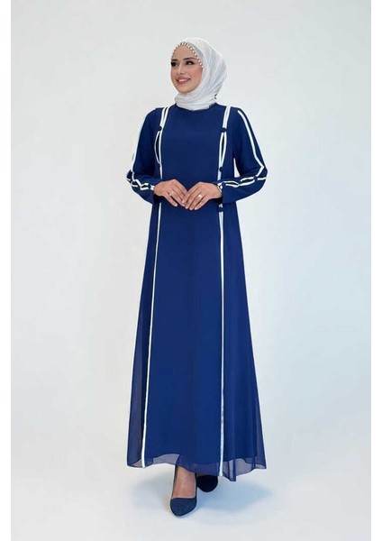 Düğme Detaylı Elbise 3919 Lacivert