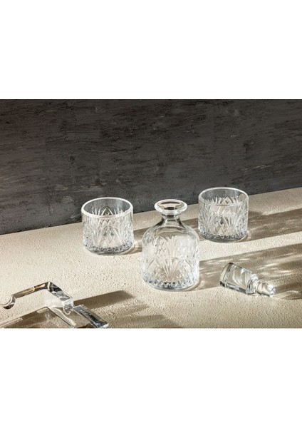 Aron 3 Parça Cam Viski Karaf Seti - Kapaklı