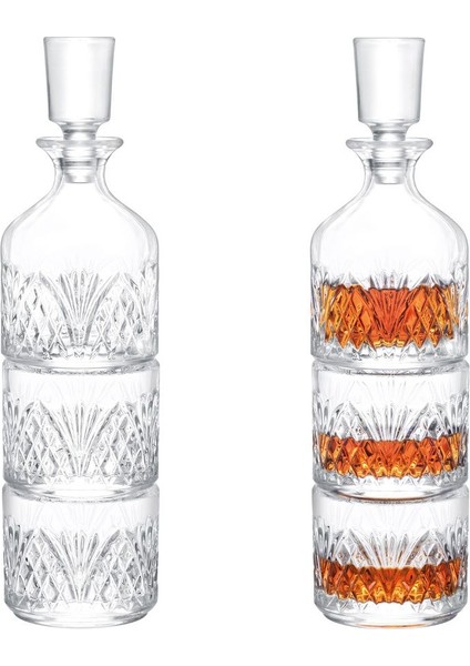 Aron 3 Parça Cam Viski Karaf Seti - Kapaklı