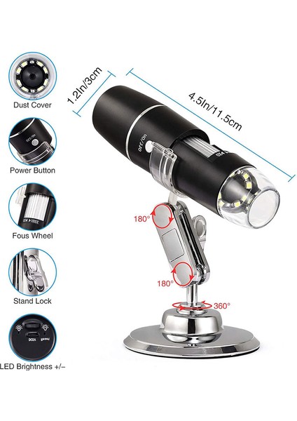 Wifi USB Dijital El Tipi Mikroskop Kablosuz Endoskop Kamera 8 Ledli modelleri