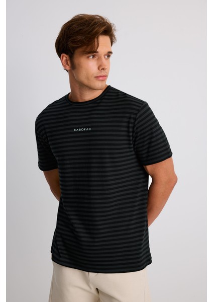 Baskılı Çizgili Comfort Fit T-Shirt modelleri