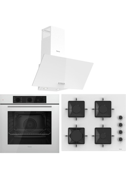 Flowart QBL62CB-SS206-D087 7 Prog. Mekanik Turbo Ankastre Set - Beyaz