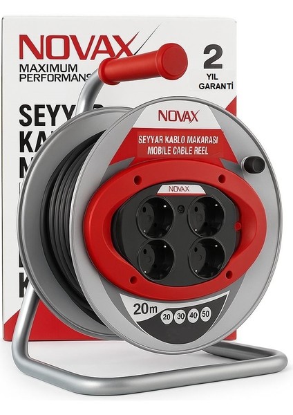 Metal Makaralı Seyyar 4 Prizli Uzatma Kablosu 3x2.5 mm Ttr Kablo 20 Metre Termal Sigorta modelleri