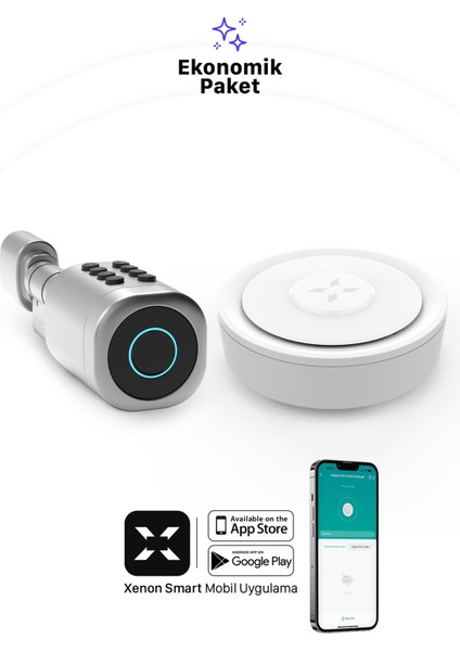 Akıllı Elektronik Parmak İzi Şifre ve RFID Kart Şifreli Kapı Kilidi ve Kablosuz Gateway Hub 2'li Güvenlik Seti