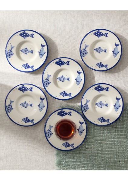 Luxe Poisson 6'lı Çay Tabağı Seti - Mavi modelleri