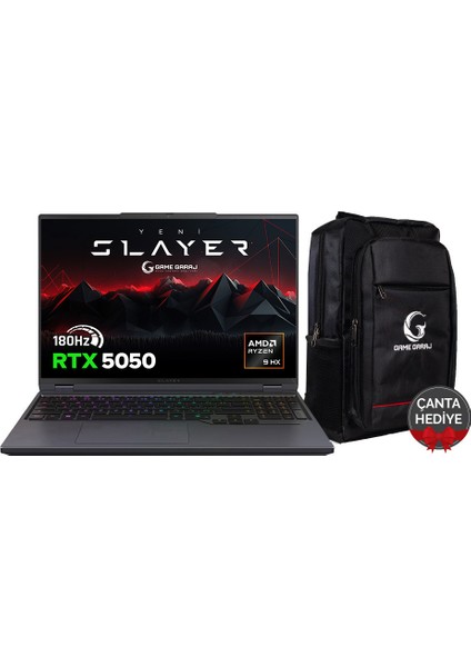 Slayer R9T-5050 C1 Amd Ryzen 9 7845HX 32GB Ram 1tb SSD RTX5050 16" 180Hz Qhd+ IPS Freedos Oyuncu Laptop