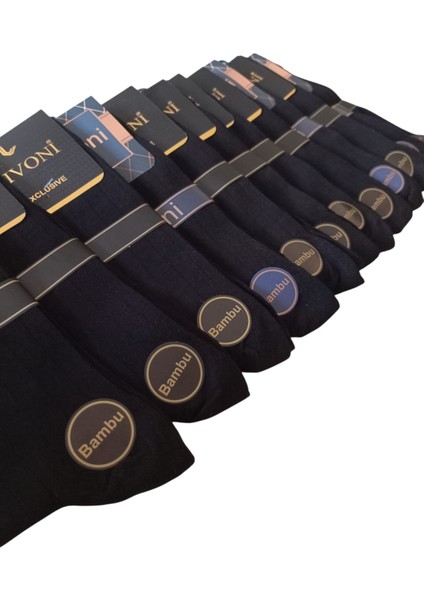 Erkek Çorap Bambu Dikişsiz Siyah Soket Çorap 12'li Avantajlı Paket Yumuşak Ekstra Esnek Ço3-9
