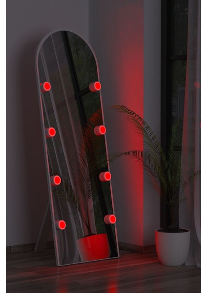 Beyaz Antre Koridor Duvar Salon Banyo Wc Ofis Çocuk Yatak Odası LED Ampullü Boy Ayna 50X150CM fırsatları