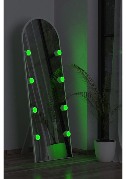 Beyaz Antre Koridor Duvar Salon Banyo Wc Ofis Çocuk Yatak Odası LED Ampullü Boy Ayna 50X150CM indirimleri
