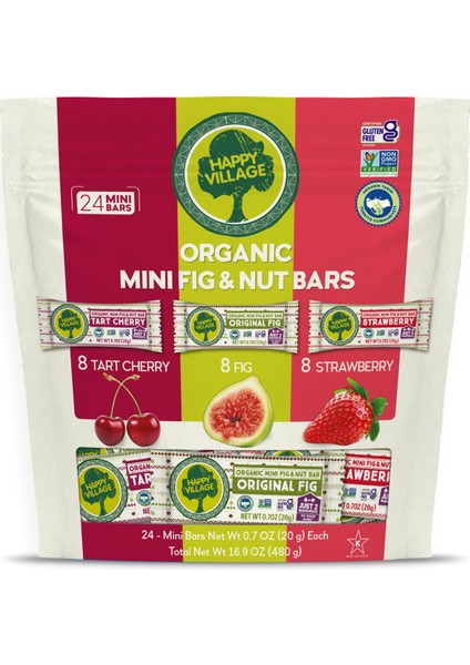 Organik Meyve & Fındık Karışık Mini Bar Paketi - Meyve Barı- Organik- Glutensiz- Vegan20 gr x 24 Ad