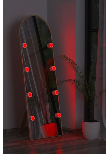 Meşe Antre Koridor Duvar Salon Banyo Wc Ofis Çocuk Yatak Odası LED Ampullü Boy Ayna 50X150CM fırsatları