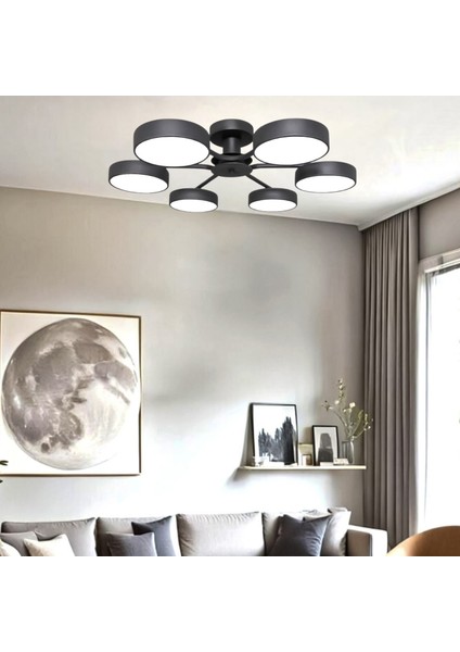Güneş Modern Tasarım 6lı LED Avize Enerji Tasarruflu 3 Renk Işık Salon Yatak Odası Yemek Odası