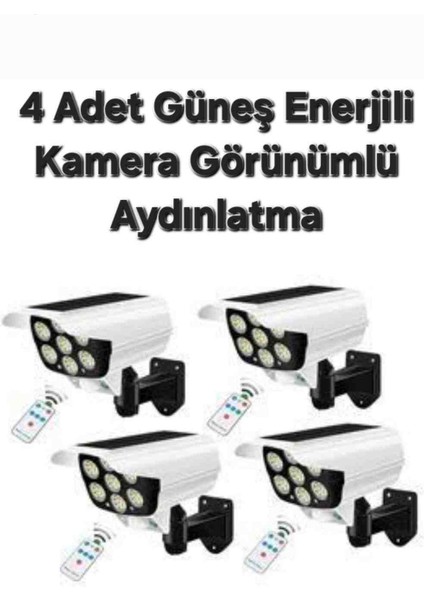 4 Adet Güneş Enerjili Kamera Görünümlü Aydınlatma Cihazı