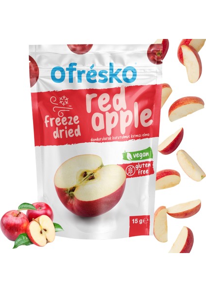 Dondurularak Kurutulmuş Kırmızı Elma 15 gr Doypack - Kuru Meyve