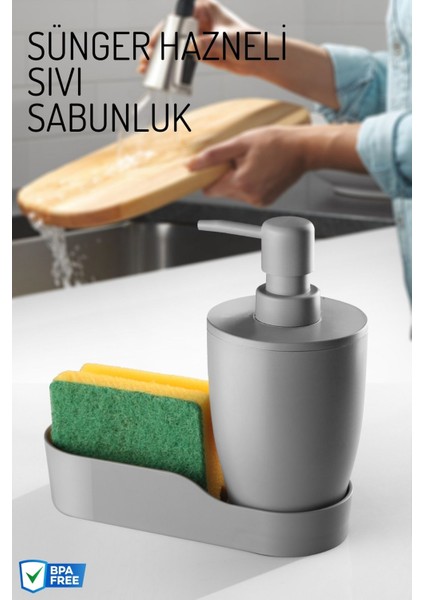 Sünger Hazneli Mutfak Sıvı Sabunluk ve Deterjanlık Düzenleyici