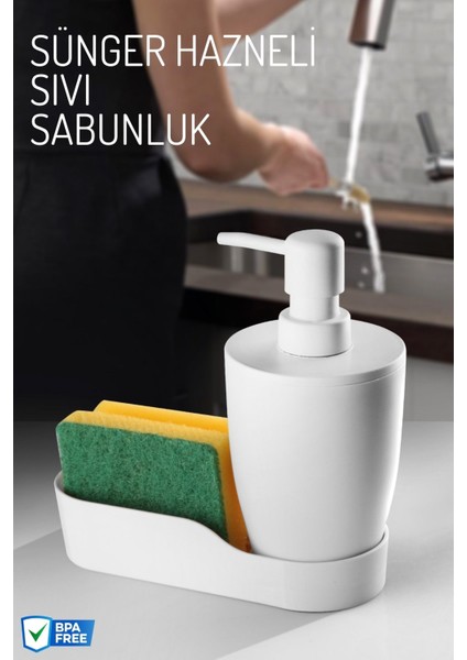 Sünger Hazneli Mutfak Sıvı Sabunluk ve Deterjanlık Düzenleyici