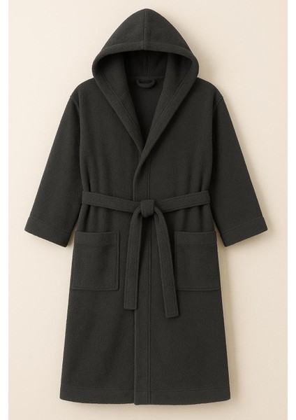 Model Home Pamuklu Kapşonlu Büyük Beden Atrasit Renkli BORNOZ4XL-5XL-6XL-7XL