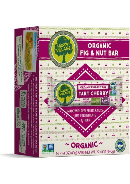 Organik Vişne&incir&fındık Bar - Meyve Barı- Organik Meyve Barı- Glutensiz- Vegan- 40 gr x 16 Ad