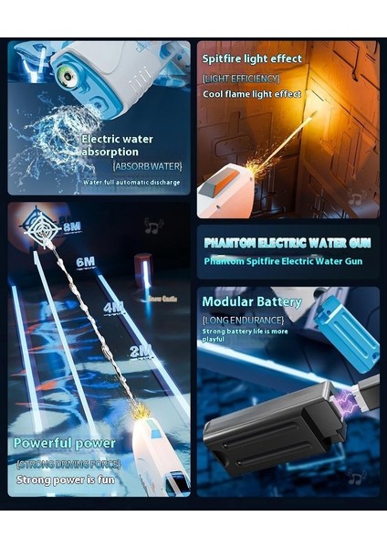 Yaz Su Oyunu Elektrikli Su Tabancası Çocuk Oyuncakları Otomatik Püskürtme Sürekli Yüksek Basınçlı Güçlü Çekim Uzun Menzilli (Yurt Dışından) fiyatları