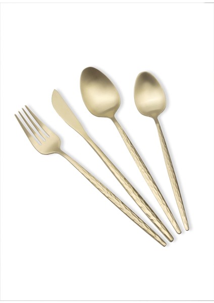 Shiny Çatal Kaşık Bıçak Takımı Mat Gold 24 Parça