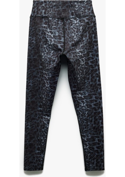 Yüksek Bel Dar Kesim Leopar Desenli Spor Tayt