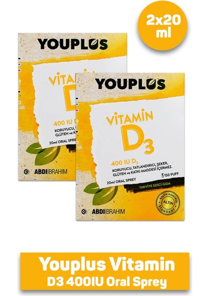 Vitamin D3 400IU Oral Sprey 20 ml 2 Adet