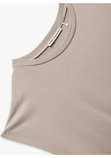 Modal Kumaş Rahat Kalıp Bisiklet Yaka Crop Kolsuz Tişört Pijama Üstü