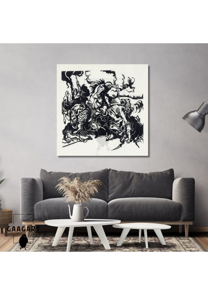 Kare Kanvas Tablo Ünlü Eserler Franz Marc-Lion Hunt For Delacroix (1913)