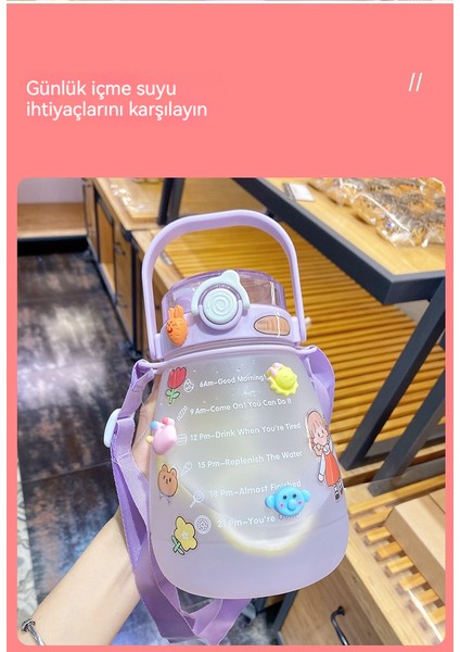 Büyük Göbek Plastik Su Bardağı Açık Büyük Kapasiteli Spor Su Isıtıcısı (Yurt Dışından)
