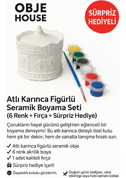 Atlı Karınca Alçı Boyama Seti (1 Figür + 6 Renk + Fırça + Hediye)