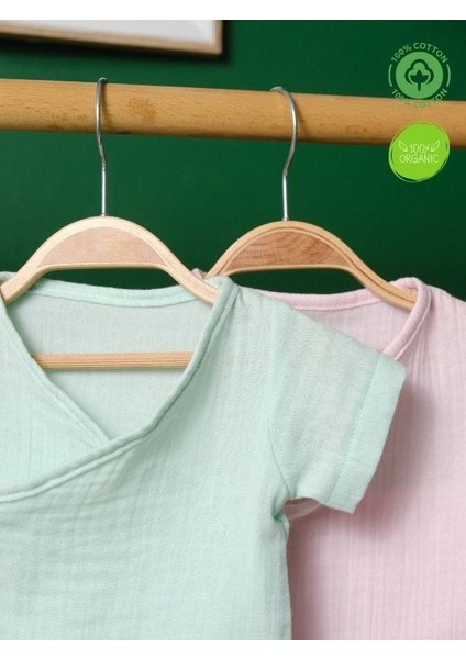 %100 Pamuklu Organik Müslin Unisex Alttan Çıtçıtlı Body