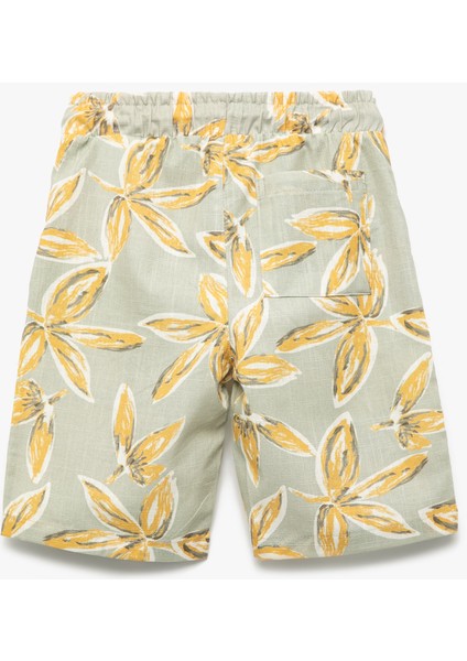 Desenli Beli Lastikli Pamuklu Şort fiyatları