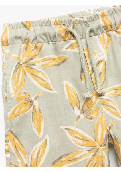 Desenli Beli Lastikli Pamuklu Şort modelleri